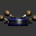 Futuristic Sci Fi Spaceship With Vibrant Blue Purple Finish Multiple Flame Thrusters Transparent Cockpit