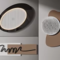 Modern Wall Decor With Round Lighted Textured And Geometric Curved Brown White Design 3d model