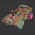 Golden Off Road Vehicle Model With Open Frame Roof Luggage And Large Rugged Tires