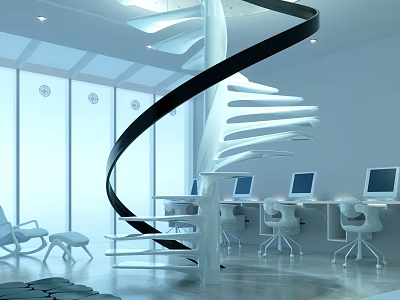 Modern public office area 3d model