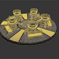 Industrial Mechanical Scene Component Circular Platform With Multiple Tower Structures And Pipes 3d model