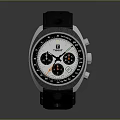 Stylish Tudor Chronograph Watch with Black Leather Strap Silver Case and White Dial