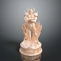 Horned Armored Warrior Statue With Crossed Arms Decorative Base And Spear Like Elements