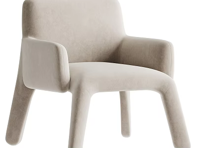 Modern Beige Accent Chair With Velvet Upholstery Curved Arms And Unique Leg Design 3d model