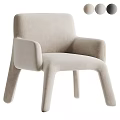 Modern Beige Accent Chair With Velvet Upholstery Curved Arms And Unique Leg Design