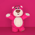 Pink Stuffed Bear Art Installation With Open Arms On Pink Background 3d model