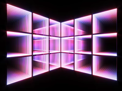 Commercial LED Lighting Panels With Pink Purple Illumination And 3D Depth Effect 3d model