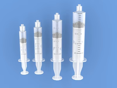 Clear Medical Device Syringes With Various Sizes Transparent Barrels And Graduated Markings 3d model