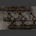 Rusty Industrial Model With Cylindrical Tanks Connected Pipes On Metal Platform 3d model