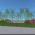 Lush Shrubs Against Clear Blue Sky With Well Trimmed Hedge And Pink Red Flowering Bushes