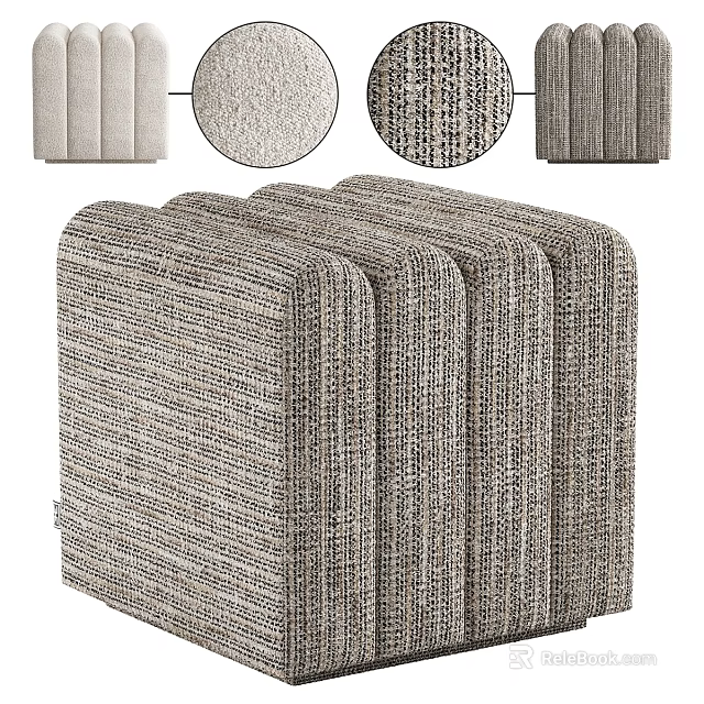 Stackable Gray Woven Sofa Stools With Textured Fabric For Living Room Use 3d model 