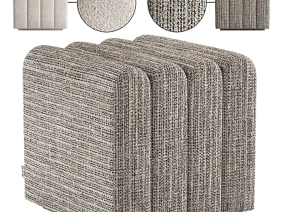 Stackable Gray Woven Sofa Stools With Textured Fabric For Living Room Use 3d model