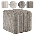 Stackable Gray Woven Sofa Stools With Textured Fabric For Living Room Use 3d model