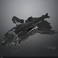 Futuristic Black Multi Wing Cosmic Spaceship With Aerodynamic Design And Illuminated Details