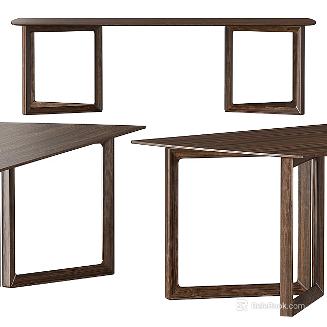 Wooden Dining Table With Modern Rectangular Design And Sturdy Frame Structure 3d model
