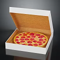 Open White Pizza Box Containing Fresh Pepperoni Pizza With Red Toppings