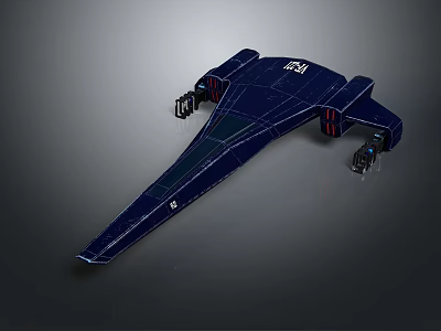 Futuristic Blue Spacecraft Model Featuring Geometric Lines And Support Structures 3d model