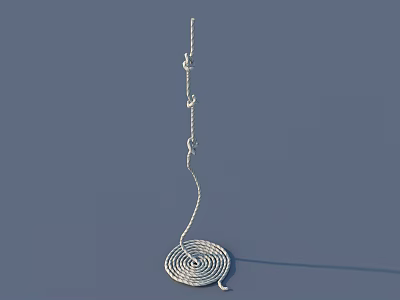 Silver Spiral Hook With Rope And Knot For Hanging Keys And Small Items 3d model