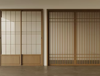 Antique sliding door glass door 3d model