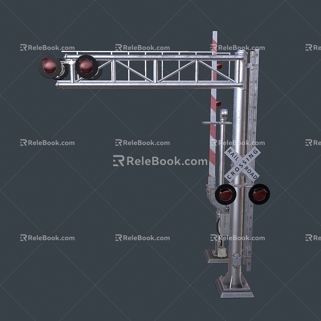 Railway crossing traffic light 3d model