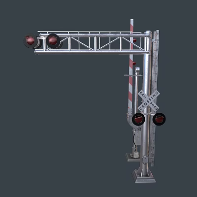 Road Facility Featuring Railroad Crossing Traffic Lights And Warning Gate 3d model Road Facility Featuring Railroad Crossing Traffic Lights And Warning Gate 3d model