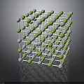 3D Molecular Structure Model Of Organ And Hair With White Green Spheres And Cube