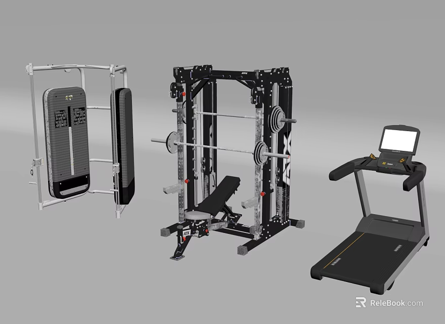 Professional Sports Equipment Including Multi functional Training Rack Smith Machine and Treadmill with LCD 3d model 
