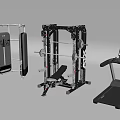 Professional Sports Equipment Including Multi functional Training Rack Smith Machine and Treadmill with LCD
