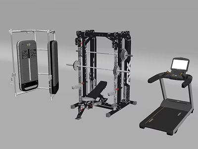 Professional Sports Equipment Including Multi functional Training Rack Smith Machine and Treadmill with LCD 3d model