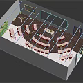 Lecture Room Interior Design With Curved Seating Arrangement Podium And Projection Screen