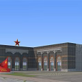Traditional Homestay Building With Red Star Red Flag And Arched Windows Design