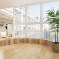 Villa Balcony Modern Design With Glass Roof Wooden Flooring And Green Plants