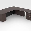 Brown L shaped Office Desk With Smooth Surface And Three Drawer Storage
