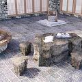 Modern Ecological Stone Table and Chair Courtyard Stone Bench Courtyard Table and Chair Stone Table Stone Bench Stone Table and Chair Table and Chair Combination 3d model