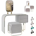 Modern Teal Dressing Table With Mirror Stool And Drawer Design 3d model