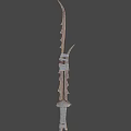 Handcrafted Ancient Weapon With Serrated Metal Blade And Gray Rope Wrapped Handle