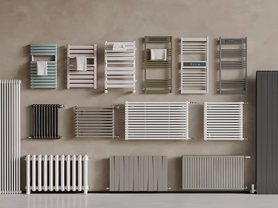 Modern Radiators With Various Designs Colors And Towel Rails For Home Bathrooms 3d model