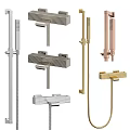 Modern Shower System Design With Metal Components Including Handheld And Fixed Heads 3d model
