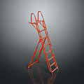 Sturdy Orange Foldable Industrial Ladder With Wheels And Safety Rails