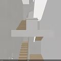 Minimalist Modern Staircase Design with Wooden Steps and White Support Structure 3d model