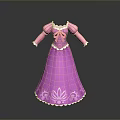 Pink Princess Style Children's Dress With Long Sleeves Bow And Lace Trim
