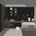 Tatami Bedroom Interior With Platform Bed Storage Cabinets And Warm Lighting