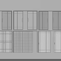 Various Design Sliding Doors With Glass Panels And Grid Patterns For Home Interior 3d model