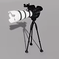 High Performance Daily Use Electronic Camera With Telephoto Lens Mounted On Stable Tripod