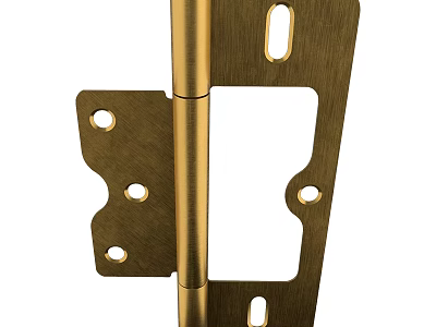 Brass Door Hinge With Metal Plates And Screw Holes For Home Hardware 3d model