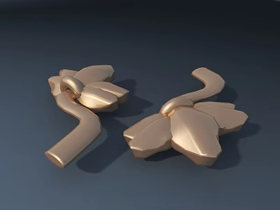 Garden Landscape Design With Golden Floral Metal Ornaments And Leaf Shapes 3d model