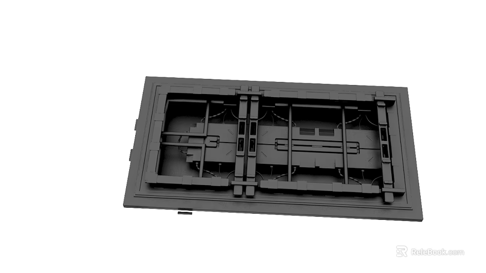 Industrial Black Rectangular Frame With Internal Grid Structure And Support Components 3d model