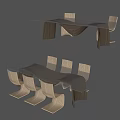 Modern Dining Table Set With Curved Chairs And Glass Top Wooden Structure