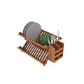 Wooden Dish Drying Rack Holding Dinner Plates Spoons Forks And Knives