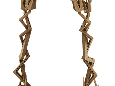 Intricate Handcrafted Wooden Sculpture Carving Featuring Geometric Interlaced Modern Art Structure Design 3d model